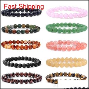 Kralen strengen 8mm modemerk luxe natuursteen genezing kristal stretch armband vrouwen mannen handgemaakte kostbare edelsteen rou hqad1