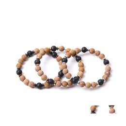 Brins de perles 8 mm ligne de bois mat perles de pierre hématite bracelets de brin de lave pour femmes hommes yoga bouddha énergie bijoux Yummyshop Dro Dhwcn