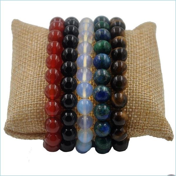 Brins Perlés 8 Mm Nature Pierre Perles Bracelet Fenghuanglite Oeil De Tigre Opale Obsidienne Sardonyx Bracelet Pour Femmes Homme Bijoux Drop Deli Dhhd8