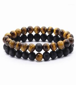 Kralen strengen aankomst blauw zwart witte tijger oogsteen kralen armband mannen vrouwen paar minnaar sieraden accesorios ly 13977607