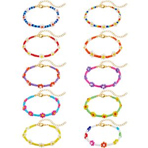 Brins de perles brins de perles l Colorf Daisy Fleur Bracelets Y2K Bijoux Aesthetic Anklet Handled Chevallets Boho Beach Summer B DH1U6