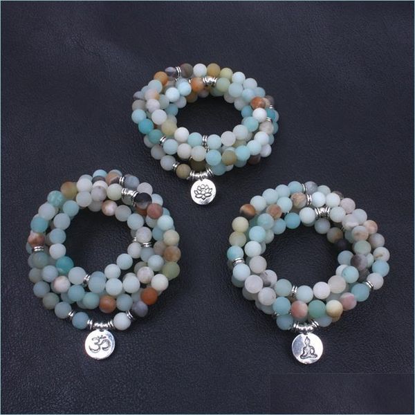 Brins de perles Brins de perles Bracelet en pierre naturelle Mode Lotus Bouddha Statue Charme Bijoux Couleur Femmes Homme Chaîne Bracelets Yoga Dh9Hy