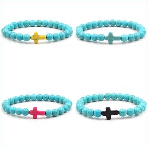 Kralen strengen kralen strengen turquoise armband turquoises steen nieuwe sieraden vrouw man mode accessoires kralen armbanden Jezus cro dhvdb