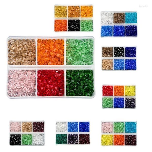 Grand sac de brins de perles colorés, perles de cristal Bicone de 4mm, verre, espacement ample, Bracelet, bijoux, accessoires de fabrication de bricolage, Kent22