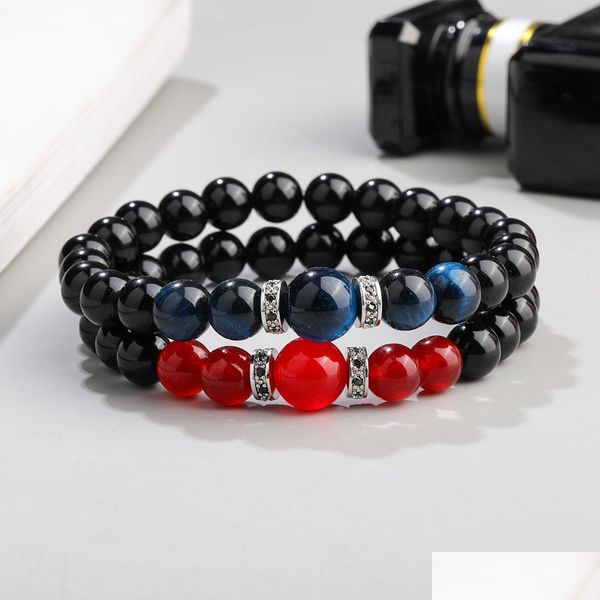 Brins de perles perles de verre noir bracelet en pierre mode micro pave zircon 8 mm artisanal naturel for women bijoux drop livsing 2021 dhvhx