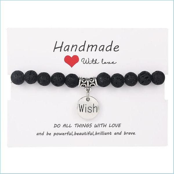 Perles Strands Black Lava Stone Beads Charm Bracelet Pour Femmes Hommes 7 Chakras Mode Coeur Amour Amitié Éléphant Pend Carshop2006 Dhrgi