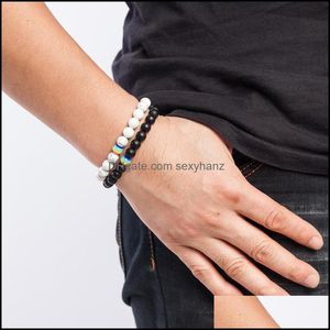 Perlé, Strands Black Stone Perles Bracelets Gay Rainbow Concise Pride Amitié Bijoux Ami Chakra Bracelet 4 W2 Drop Delivery 2021 D4S