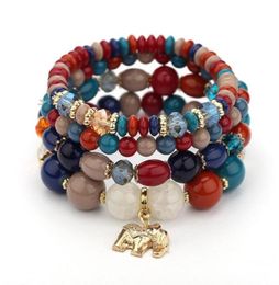 Brins de perles perles de verre de bohème ensemble de bracelets de perles pour les femmes Style ethnique Vintage multicouche éléphant bracelets à breloques 5726659