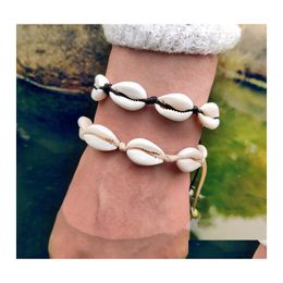 Perles Strands Bohemian Sea Shell Bracelet pour femmes filles à la main corde corde coquillage chaînes hommes été plage Wrap bracelet mode Otk8T