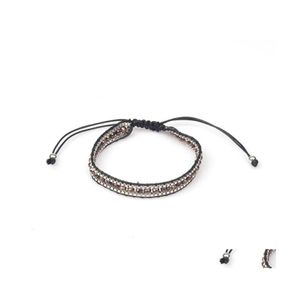 Hilos de cuentas Boho tejido a mano de cristal de una sola capa para mujer con cuentas blancas pulsera de la amistad gota entrega joyería pulseras Dh0Ao