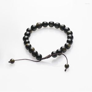 Kralen strengen armband 8mm natuursteen heren prachtige semi-valse gouden obsidiaan genezing voor vrouwen sieraden fawn22