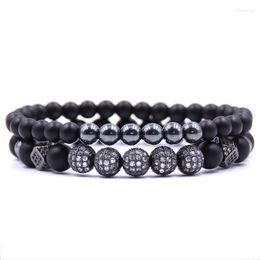 Kralen strengen armband heren matte stenen kraal ball erkek bileklik set kroon sieraden accessoires vrouwen pulseras mujer trum22