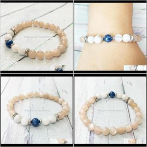 Kralen, strengen armbanden drop levering 2021 mg0486 ontwerp 8 mm godin kristallen graad blauwe kyaniet zonsteen maansteen armband goddelijke femin