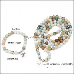 Perlé, Brins Bracelets Prix Usine Pierre 8Mm Brin Mat Yoga Ite Chakra Mala Om Lotus Femmes Hommes Perlé Charme Bracelet À La Main Jewelr