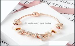 Bracelets de brins de perles Fashion Bracelet à arc brillant Rose Rose 18cm 19cm 20cm Love Charm Verre Bijoux Bijoux en gros Drop Livraison4799030
