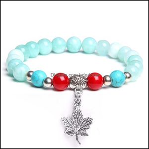 Bracelets de brins en perles bijoux 10 pcs bracelets sage bracelet feuilles d'￩rable connectent de nombreuses couleurs en pierre de quartz blanc s dhx0a