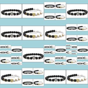 Kralen, strengen armbanden sieraden 8mm gfh432 gouden sier ball frosted agate onyx natuur zwarte stenen leeuw hoofd armband reiki chakra mode dr