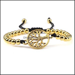 Kralen strengen armbanden sieraden verstelbare koperen kralen armband mode boom van leven vrouwen mannen handgemaakte gevlochten armbandenbrangle lucky g