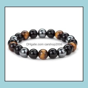 Bracelets à brins de perles, bijoux en Onyx noir avec pierre d'hématite naturelle, œil de tigre, enveloppement de brins de perles, accessoires de bouddha, livraison directe