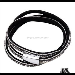 Beaded, Strands Armbanden Sieraden Drop Levering 2021 EH8108 Overdreven legering armband Diamond lederen touw vrouwelijke meerlaagse geweven Bohemen