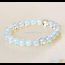 Bracelets à brins de perles Bijoux Drop Livraison 2021 8Mm Rond Cristal Pierre De Lune Pierre Naturelle Bracelet De Perles Étiré Pour Les Femmes 270x