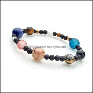 Perlé Brins Bracelets Bijoux Galaxy Système Solaire Bracelet Univers Neuf Planètes Pierre Naturelle Étoiles Terre Lune Mode Drop Delivery 20