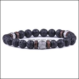 Bracelets à brins de perles bijoux pierre de lune naturelle perle bouddha tibétain Bracelet Chakra pierre de lave diffuseur d'huile essentielle hommes cadeau Drop Deli