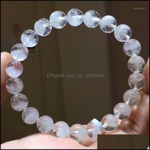 Kralen strengen armbanden sieraden natuurlijk wit fantoom kwarts kristal 8 mm ronde kralen vrouw man bangle armband certificaat 1 drop levering