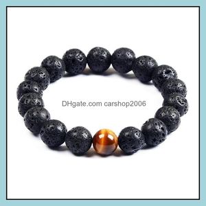 Perles Brins Bracelets Bijoux Perles De Pierre Volcanique Naturelle Lave Noire Hommes Bracelet Aromathérapie Huile Essentielle Diffuseur Bracelet Pour Femmes