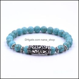 Bracelets à brins de perles bijoux nouveau 8Mm pierre de lave noire naturelle Bracelet de perles Turquoise bricolage aromathérapie diffuseur d'huile essentielle pour les femmes