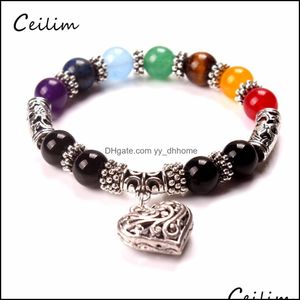 Bracelets de brins de perles bijoux Nouveau arriv￩e 7 Bracelet Chakra Men de gu￩rison NCE Perles Reiki Bouddha pri￨re Natural Stone Yoga pour femmes Drop