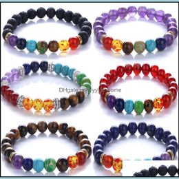 Bracelets à brins de perles bijoux nouveau Style mixte Bracelet hommes lave noire guérison Nce perles Reiki bouddha prière pierre naturelle Yoga pour les femmes