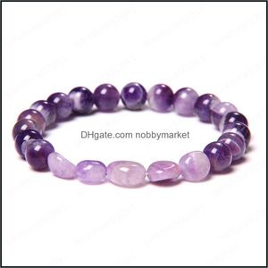 Con cuentas, hebras pulseras joyería redonda forma aleatoria piedras naturales pulsera ojo de tigre amatistas piedra roja cuentas de cristal mujeres hombres gota deli