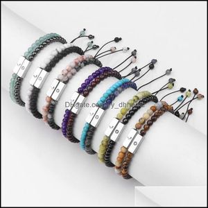 Pulseras de hebras con cuentas, joyería, pulsera con abalorio de sol y luna, pareja de cuentas, howlita blanca, hematita, Lava, cuentas de 4Mm, entrega de gota trenzada 2021