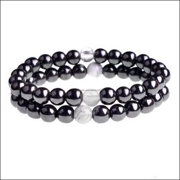 Perles, brins bracelets bijouxnoir biliaire yoga bracelet symétrique traitement de méditation perles d'esprit unisexe drop livraison 2021 igkct