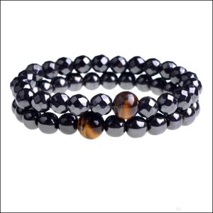 Perles, Strands Bracelets Jewelrycut Face Black Gallstone Bracelet (1 Tiger Eye Stone) Male Mature Charm Temperament Wrist Jewelry Drop Deli