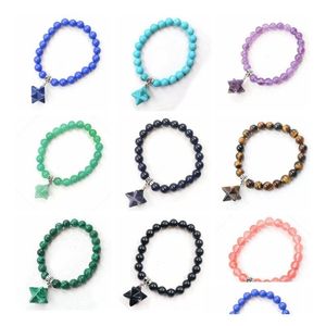 Bracelets à brins de perles Pierre semi-précieuse Merkaba Yoga Perle Cristaux de guérison Bracelet Chakra Bijoux faits à la main pour les femmes Dr Dhgarden Dhefk