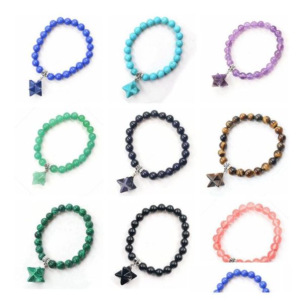 Perles Brins Bracelets Pierre Semi Précieuse Merkaba Yoga Perle Cristaux De Guérison Chakra Bracelet Bijoux Faits À La Main Pour Les Femmes Dro Dhdg7