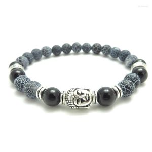 Kralen strengen Boeddha mala armband heren zwart onyx yoga sieraden pols stenen genezing kerstcadeau