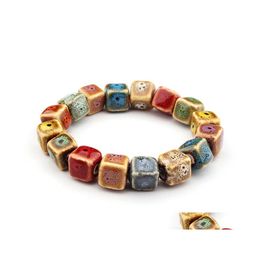 Kralen strengen keramische armband kralen vulkanische steen Boheemse glazuur chakra armbanden drop levering sieraden dhntk