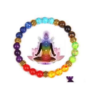 Kralen strengen chakra armbanden voor vrouwen mannen yoga nce energie genezing reiki natuurlijke lava stenen kralen rek armband meditatie dro dhr3g