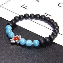 Perlé Brins Charme À La Main Pierre Naturelle Lotus Bouddha Perles Bracelet Noir Bleu Zèbre Pour Femmes Hommes Yoga Bijoux Top Cadeaux Kent22