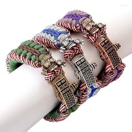 Hebras de cuentas Charm Pulsera para hombre Moda Punk Skull Shape Trenzado Paracord Senderismo Camping Outdoor SurvivalBeaded Lars22