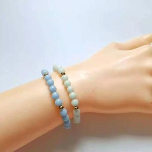 Brins de perles Bracelet classique Perle de pierre lumineuse avec charme de boule en laiton plaqué or préservant la couleur pour femmes filles cadeau Inte22