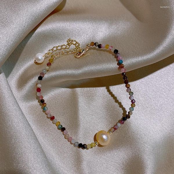 Bracelet à brins de perles couleur Tourmaline gravier, perle baroque pour femme, mode coréenne Simple pour femmes, vente en gros en vrac Kent22