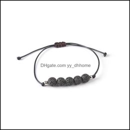 Perles Strands Colorf Lava Stone Beads Strand Bracelet Amoureux Couple Amitié Bracelets Corde Réglable Huile Essentielle Diff Yydhhome Dhpen