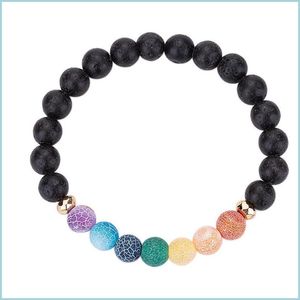 Kralen strengen colourf 8mm natuurlijke lava steen kralen chakra armband vulkanische rots aromatherapie etherische oliediffuser voor vrouwen 847 dhvlb