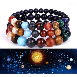 Brins de perles Couple Galaxy système solaire Bracelet univers neuf planètes pierre naturelle étoiles terre lune pour femmes homme bijoux de mode Lars22