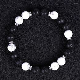 Brins de perles Couples blanc noir lave Bracelets pour hommes cadeaux femmes charme Howlite femme mode bijoux Fawn22