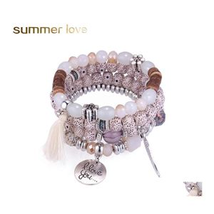 Bracelets de perles de cristal brins de perles bracelet vintage femme bijoux gland pierre naturelle charmes bracelet cadeau en gros pour Wome Otvlk